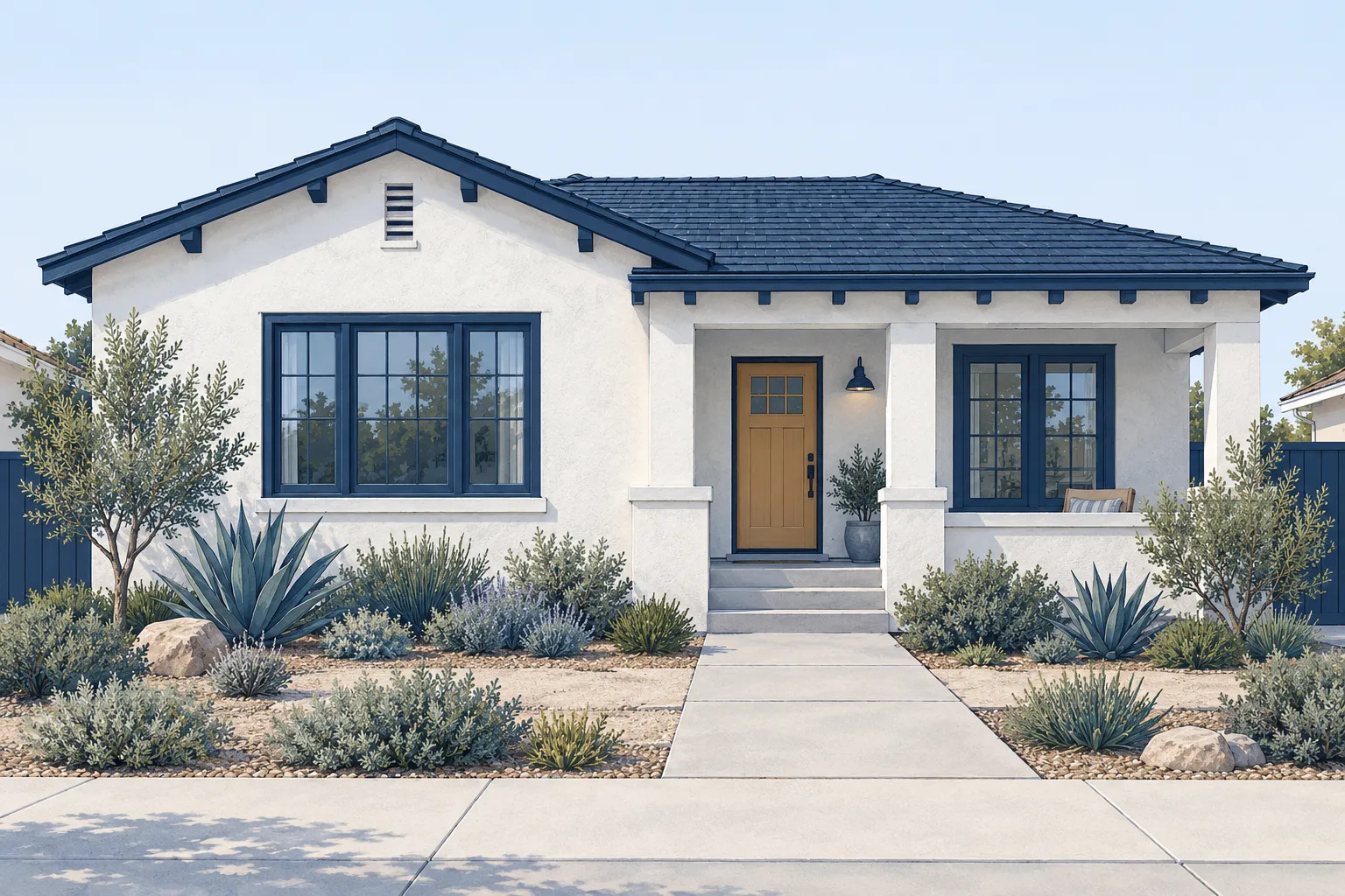 Conceptual illustration of a California bungalow