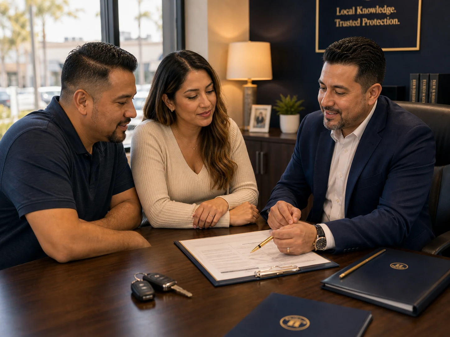 Original Insurance broker reviewing coverage options with Downey clients